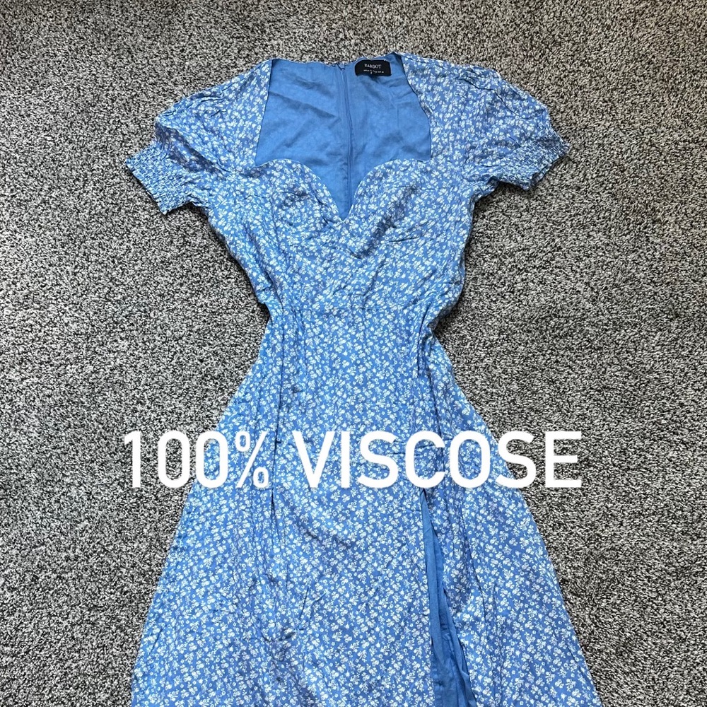 Blue floral dress L 100% viscose brand new